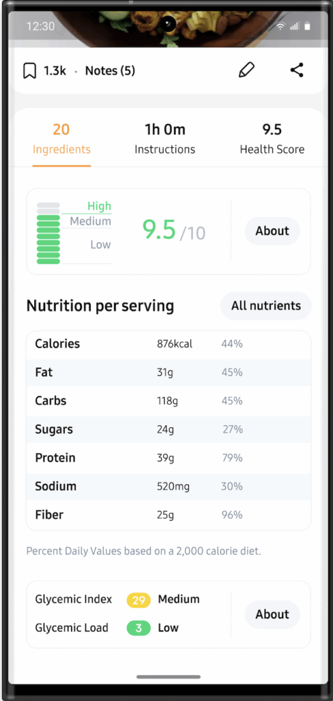 Samsung Food mobile app