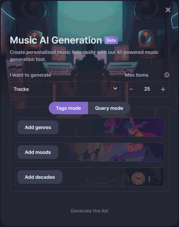Soundiiz AI Playlist Generator app