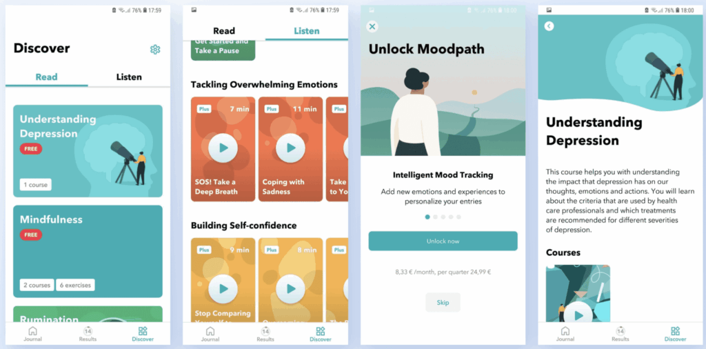 Moodpath mobile app